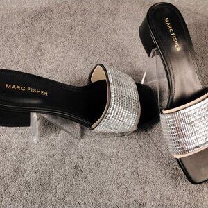 Marc Fisher Casaly Womens Shoes Crystal Block Heel Sandals Size 9M Open Toe